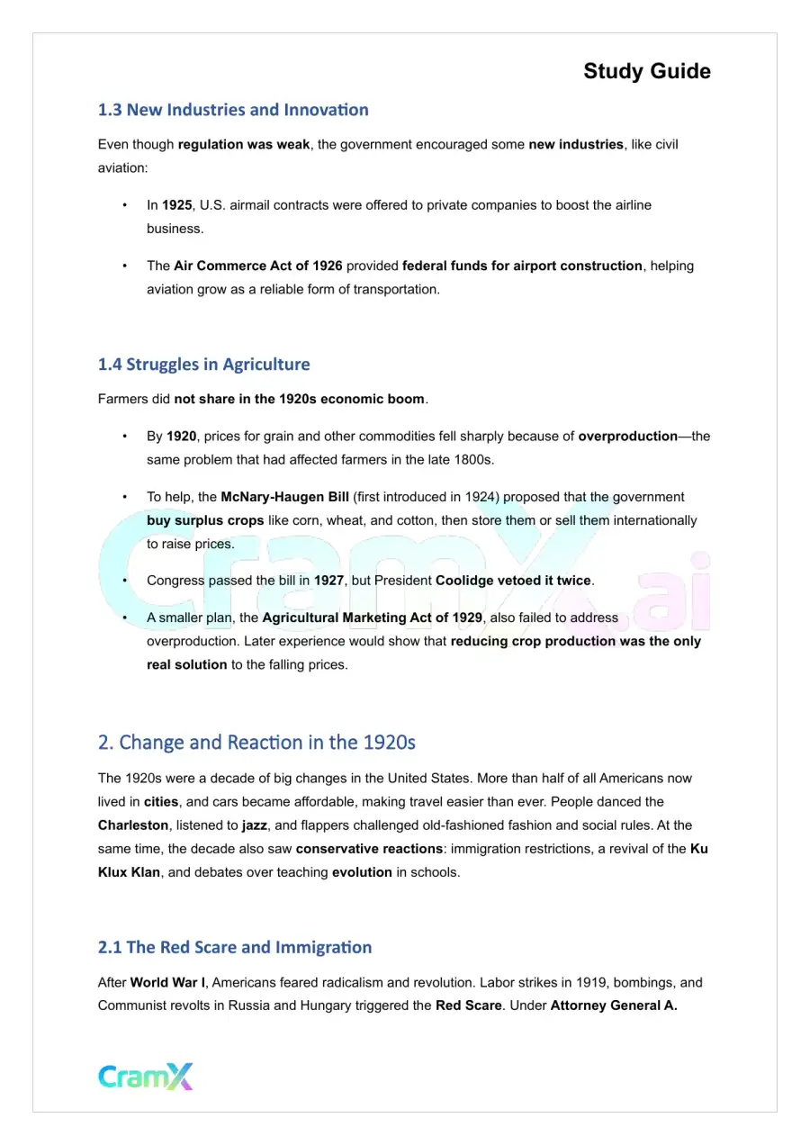 U.S. History II - America in the Twenties, page 2