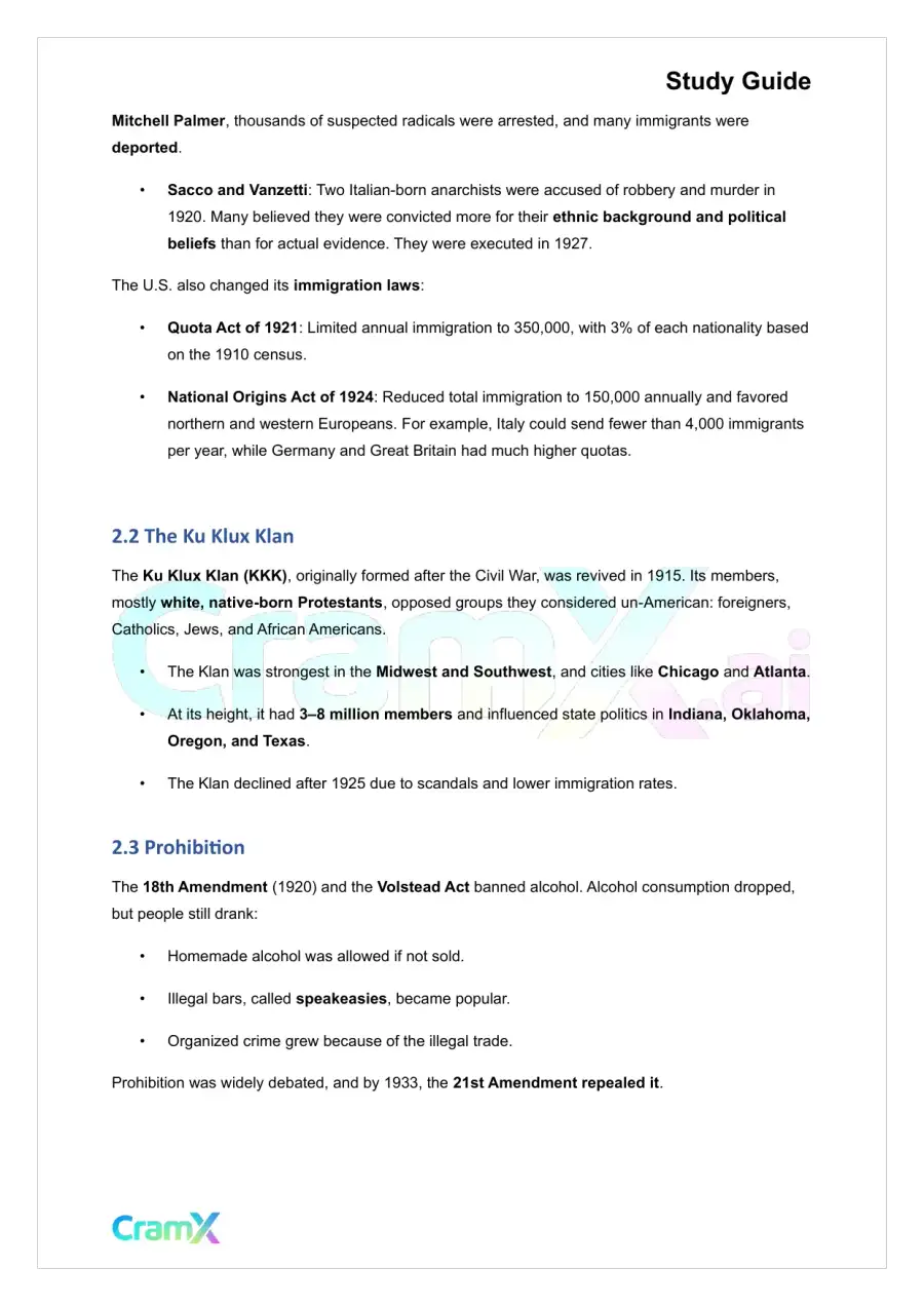 U.S. History II - America in the Twenties, page 3