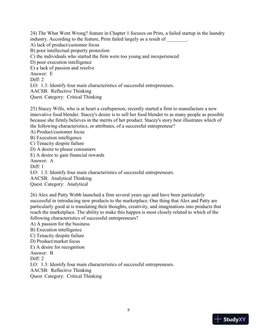 Test Bank for Entrepreneurship: Successfully Launching New Ventures, 6th Edition, page 10