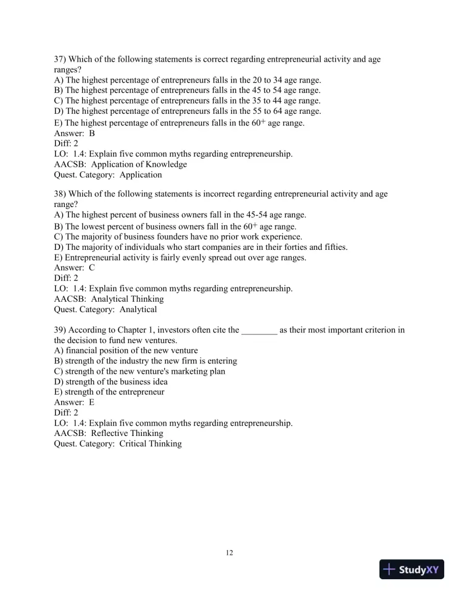 Test Bank for Entrepreneurship: Successfully Launching New Ventures, 6th Edition, page 14