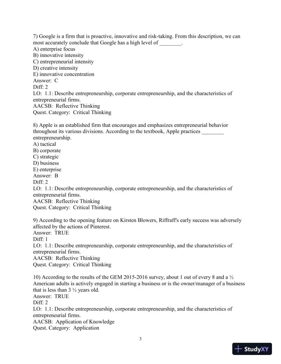 Test Bank for Entrepreneurship: Successfully Launching New Ventures, 6th Edition, page 5