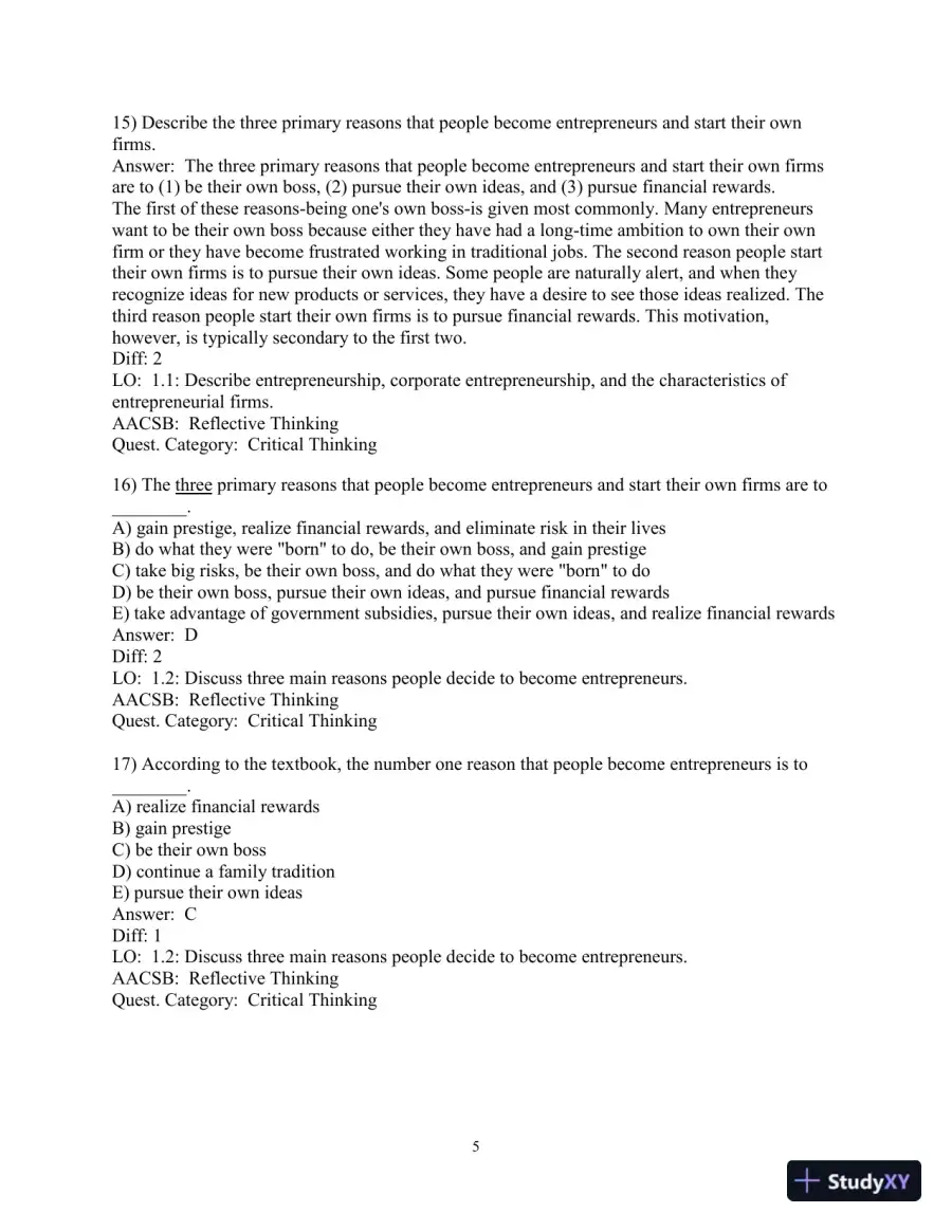 Test Bank for Entrepreneurship: Successfully Launching New Ventures, 6th Edition, page 7