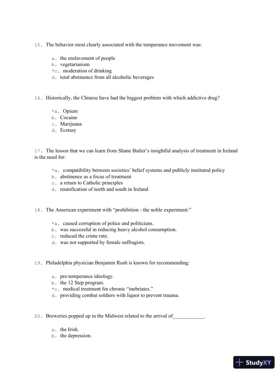 Addiction Treatment 4th Edition Test Bank, page 10