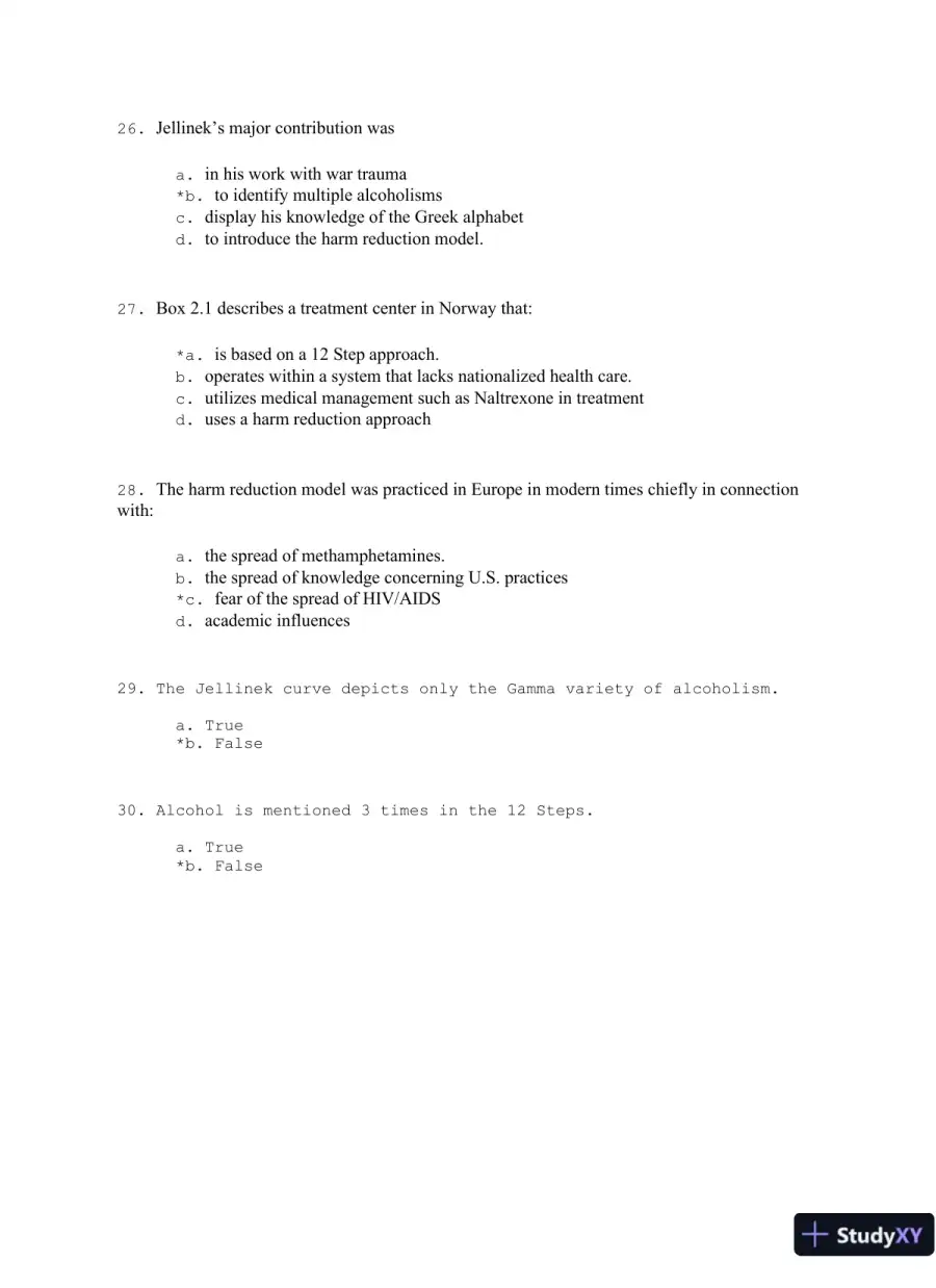 Addiction Treatment 4th Edition Test Bank, page 12