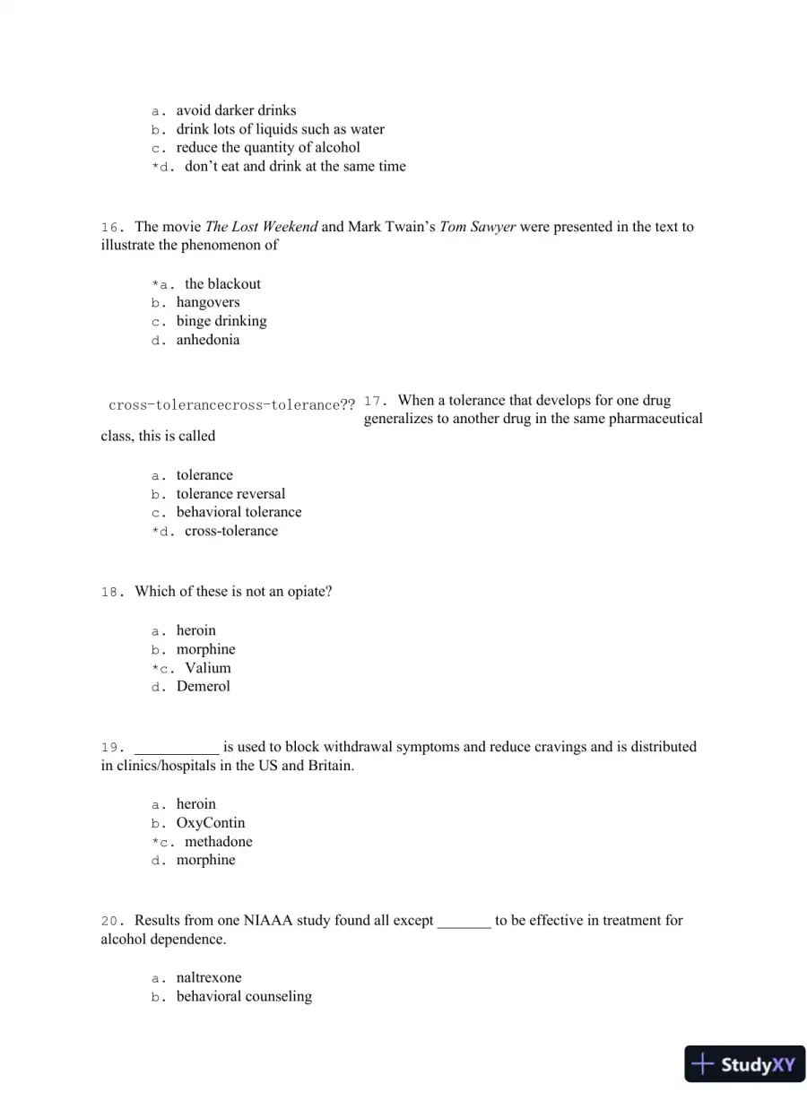 Addiction Treatment 4th Edition Test Bank, page 15