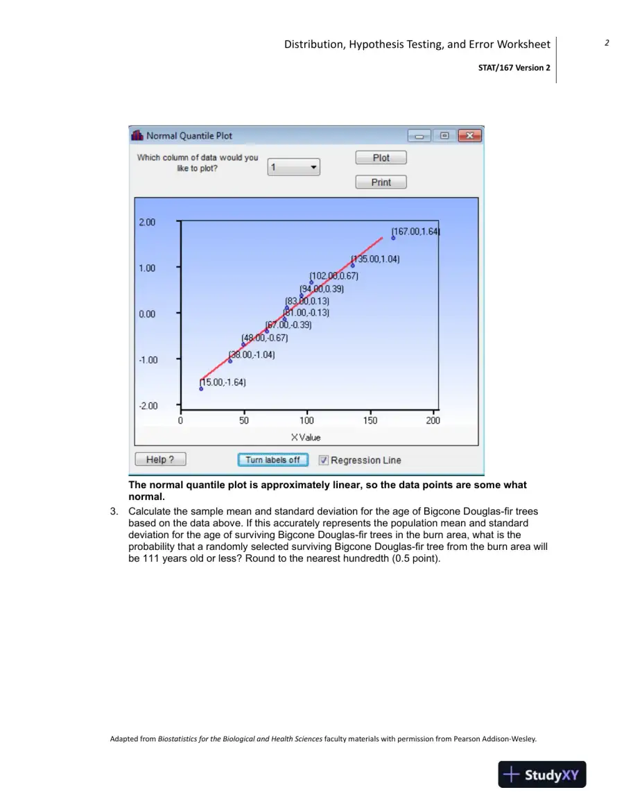 STAT/167 Version 2 Distribution, Hypothesis Testing, and Error Worksheet University of Phoenix Material Tiffany Bush, page 3