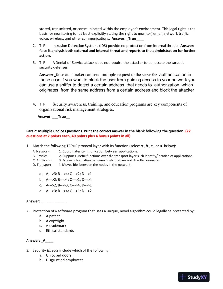 INFA610: Final Exam - Information Security and Intellectual Property, page 3