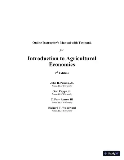 Solution Manual for Introduction to Agricultural Economics, 7th Edition - Page 1 preview image