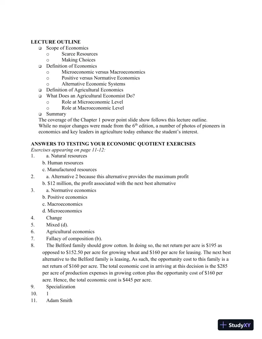 Solution Manual for Introduction to Agricultural Economics, 7th Edition, page 7