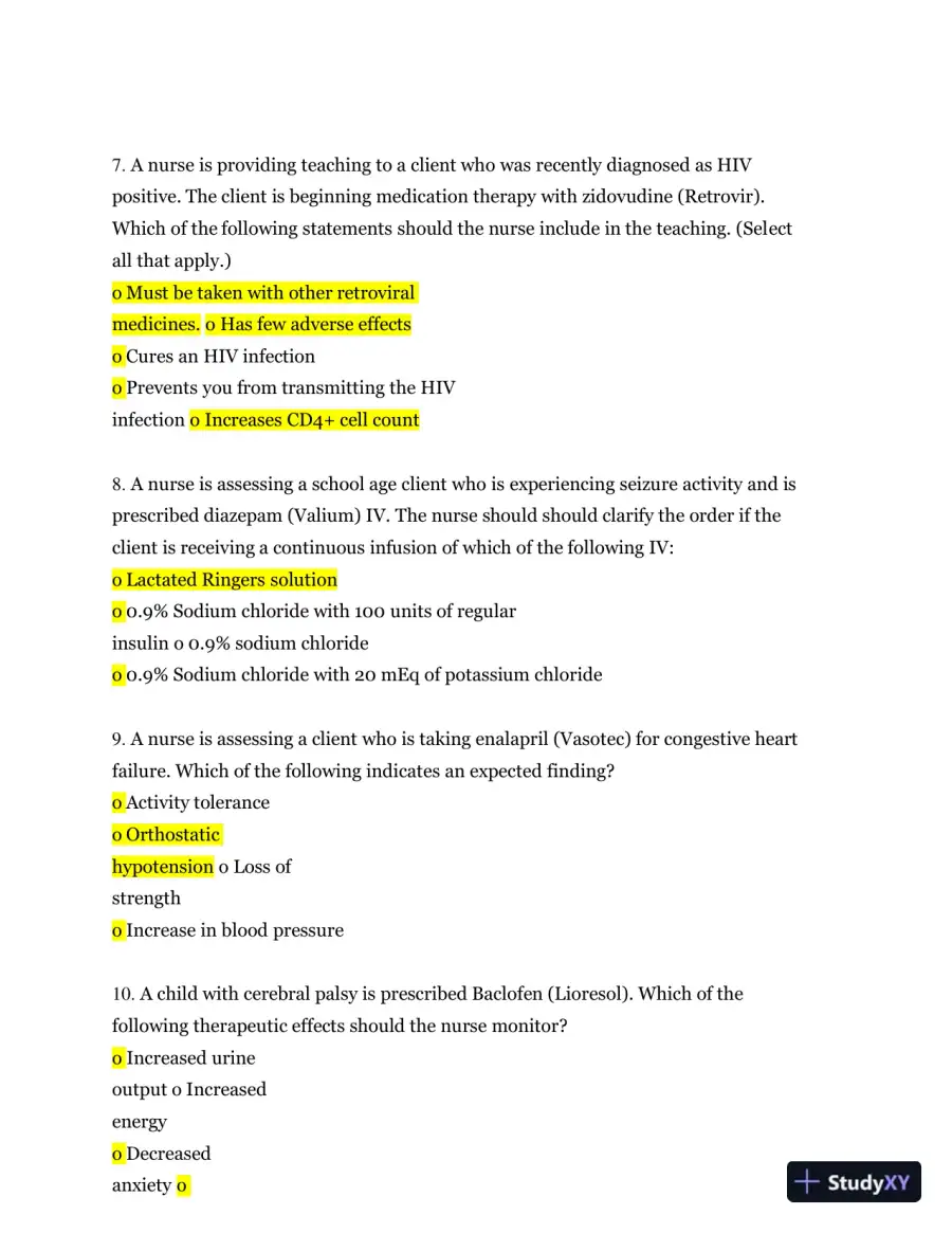 2013 ATI RN Proctored Pharmacology Form B with Answers (70 Solved Questions), page 4
