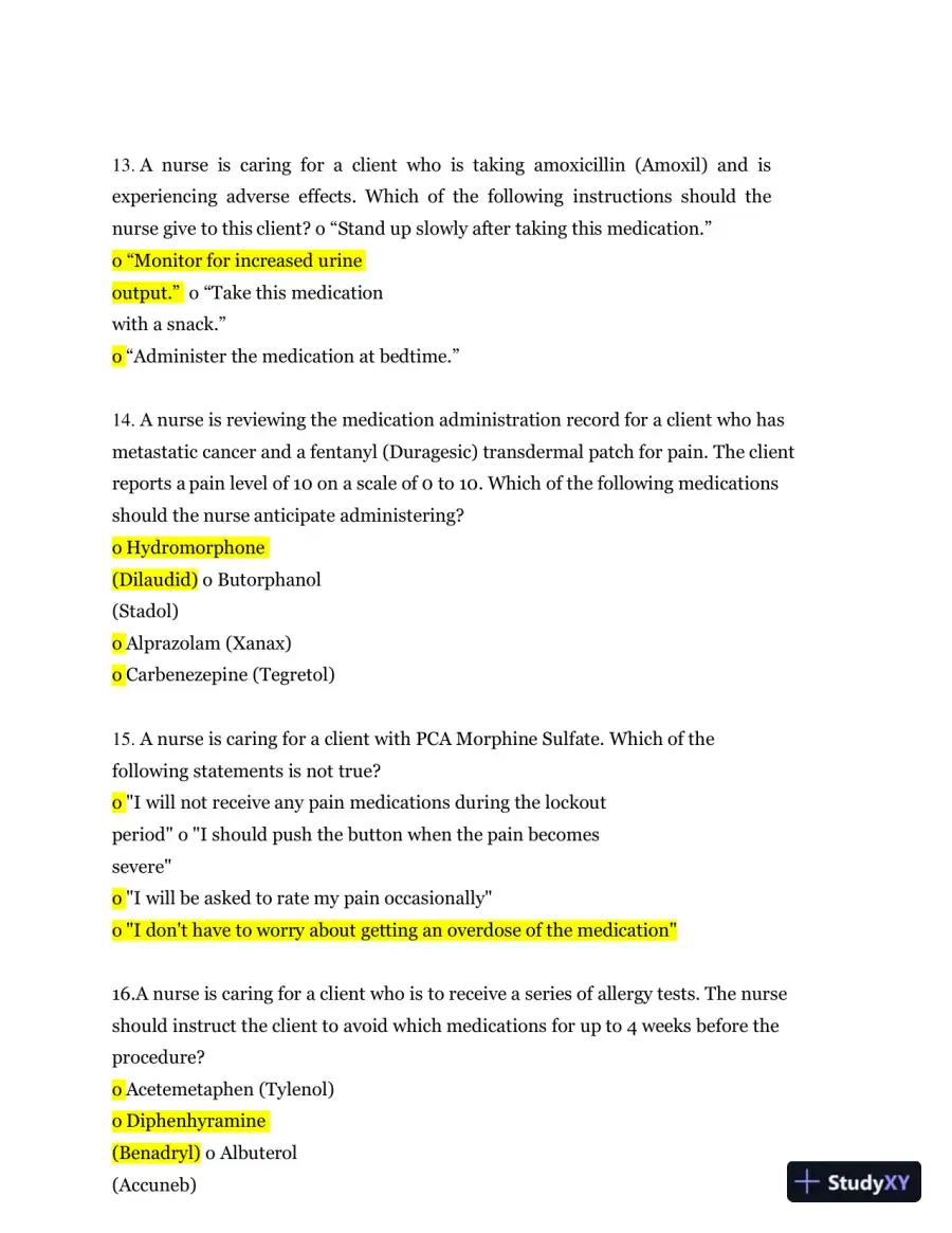 2013 ATI RN Proctored Pharmacology Form B with Answers (70 Solved Questions), page 6