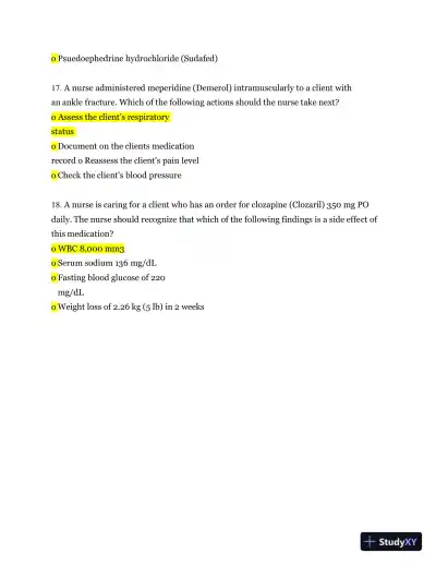 2013 ATI RN Proctored Pharmacology Form B with Answers (70 Solved Questions) - Page 7 preview image