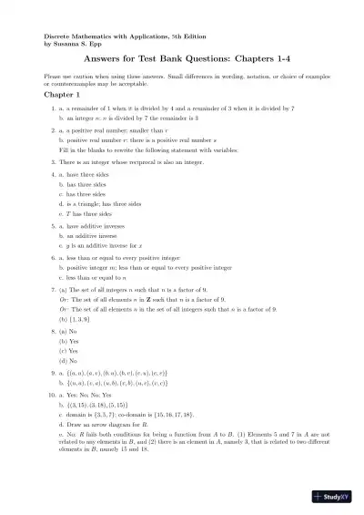 Test Bank For Discrete Mathematics With Applications, 5th Edition - Page 1 preview image
