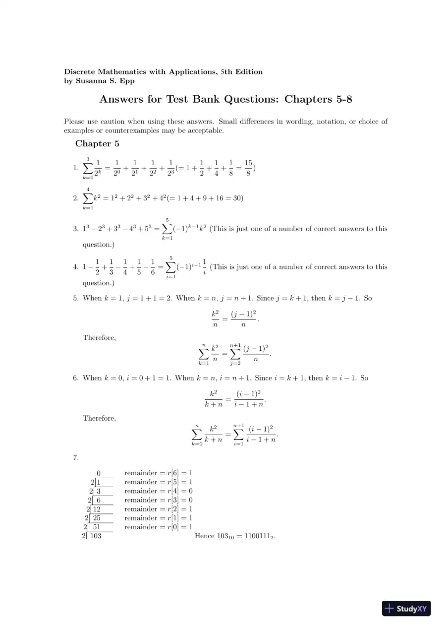 Test Bank For Discrete Mathematics With Applications, 5th Edition, page 16