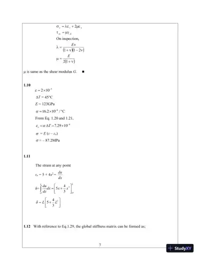 Solution Manual for Introduction to Finite Elements in Engineering, 4th Edition - Page 11 preview image