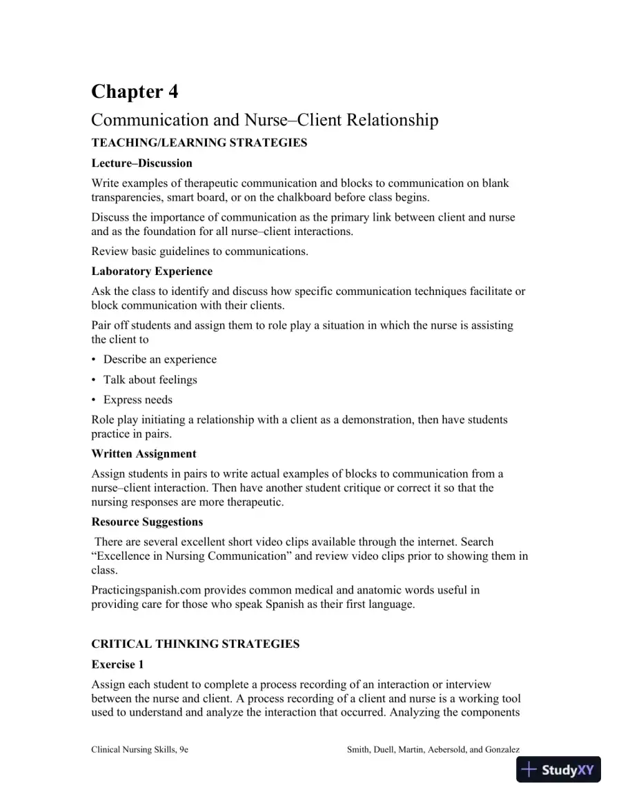 Class Notes for Clinical Nursing Skills: Basic to Advanced Skills, 9th Edition, page 18