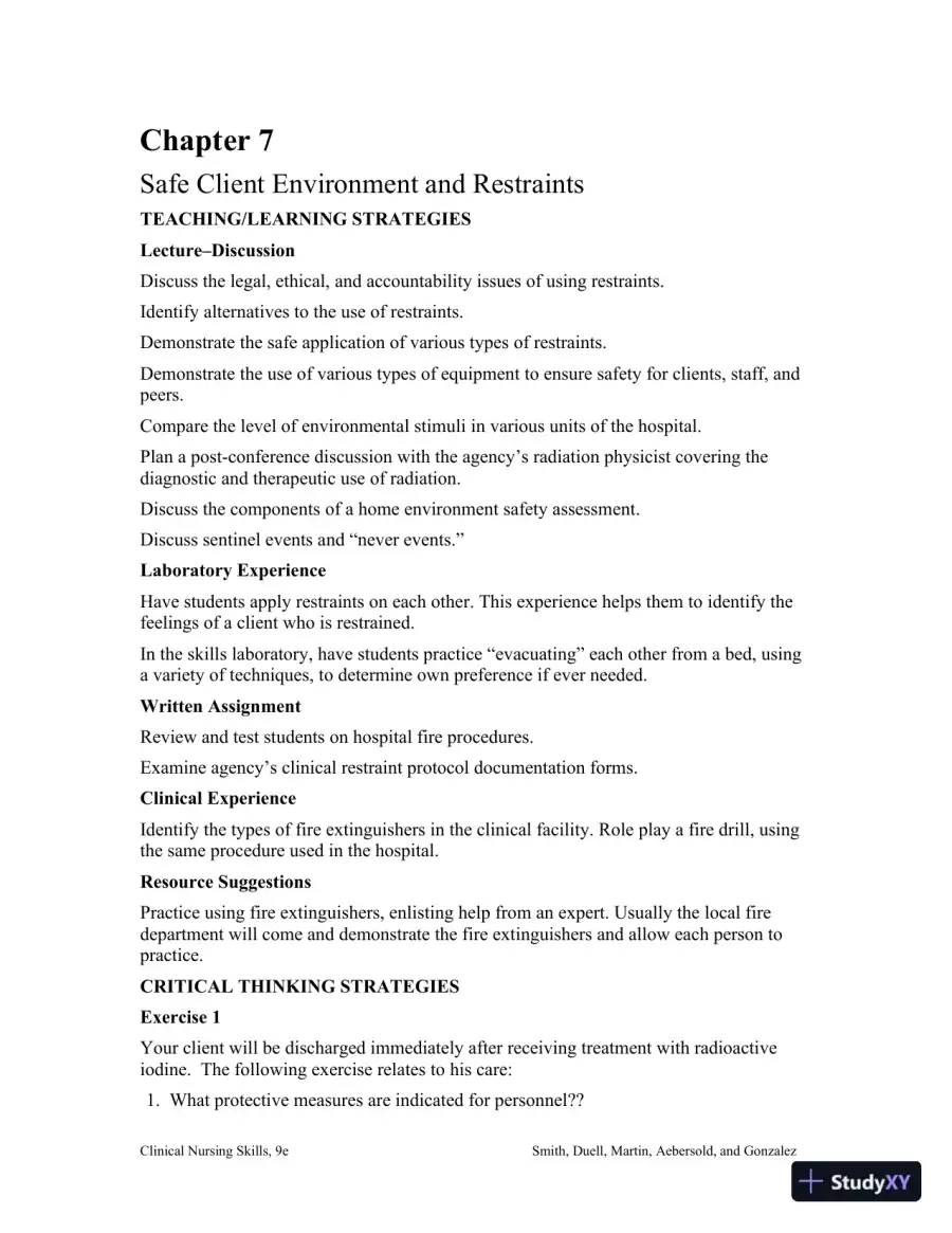 Class Notes for Clinical Nursing Skills: Basic to Advanced Skills, 9th Edition, page 31