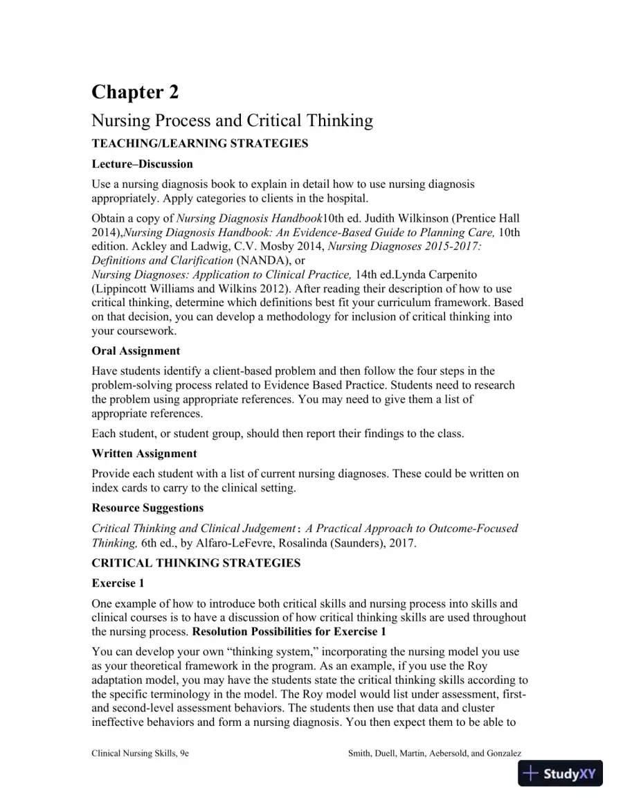 Class Notes for Clinical Nursing Skills: Basic to Advanced Skills, 9th Edition, page 5