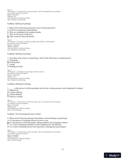 Test Bank For The Science of Psychology: An Appreciative View 4th Edition Test Bank - Page 3 preview image