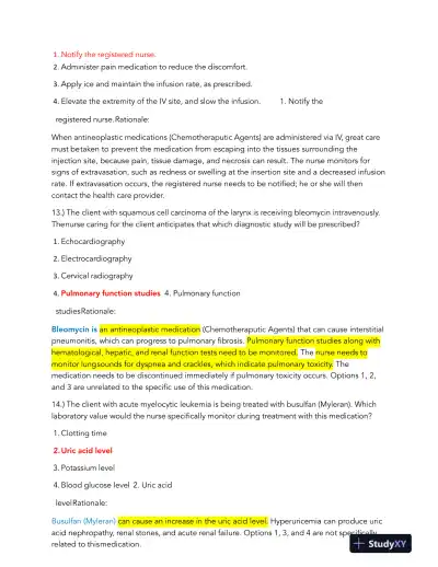 HESI Pharmacology Comprehensive Real Exam With Answers (245 Solved Questions) - Page 7 preview image