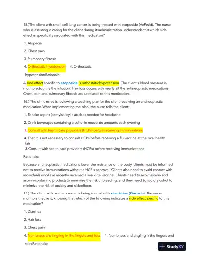 HESI Pharmacology Comprehensive Real Exam With Answers (245 Solved Questions) - Page 8 preview image