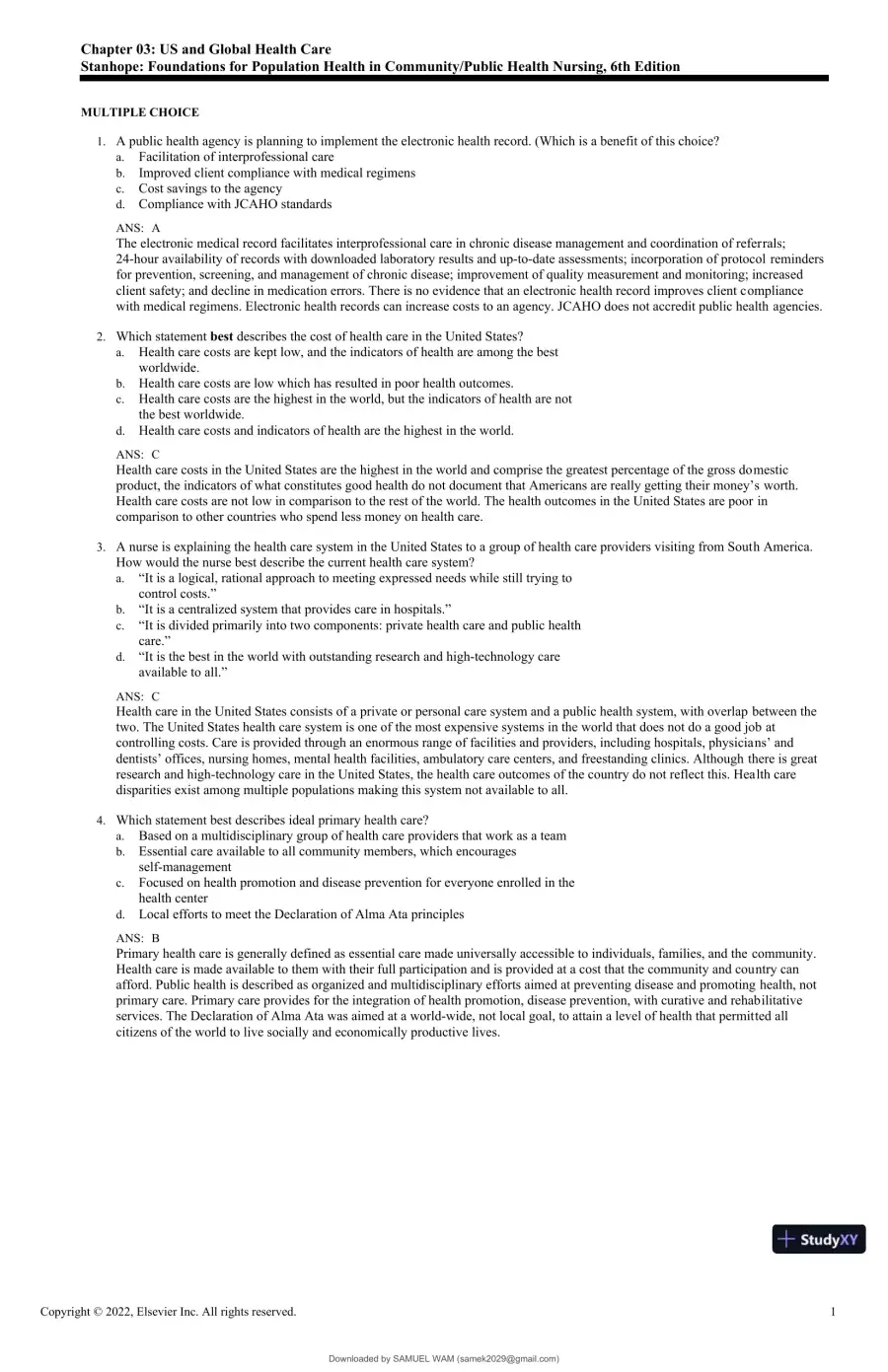 Test Bank for Foundations for Population Health in Community/Public Health Nursing, 6th Edition (Chapters 1-32), page 10