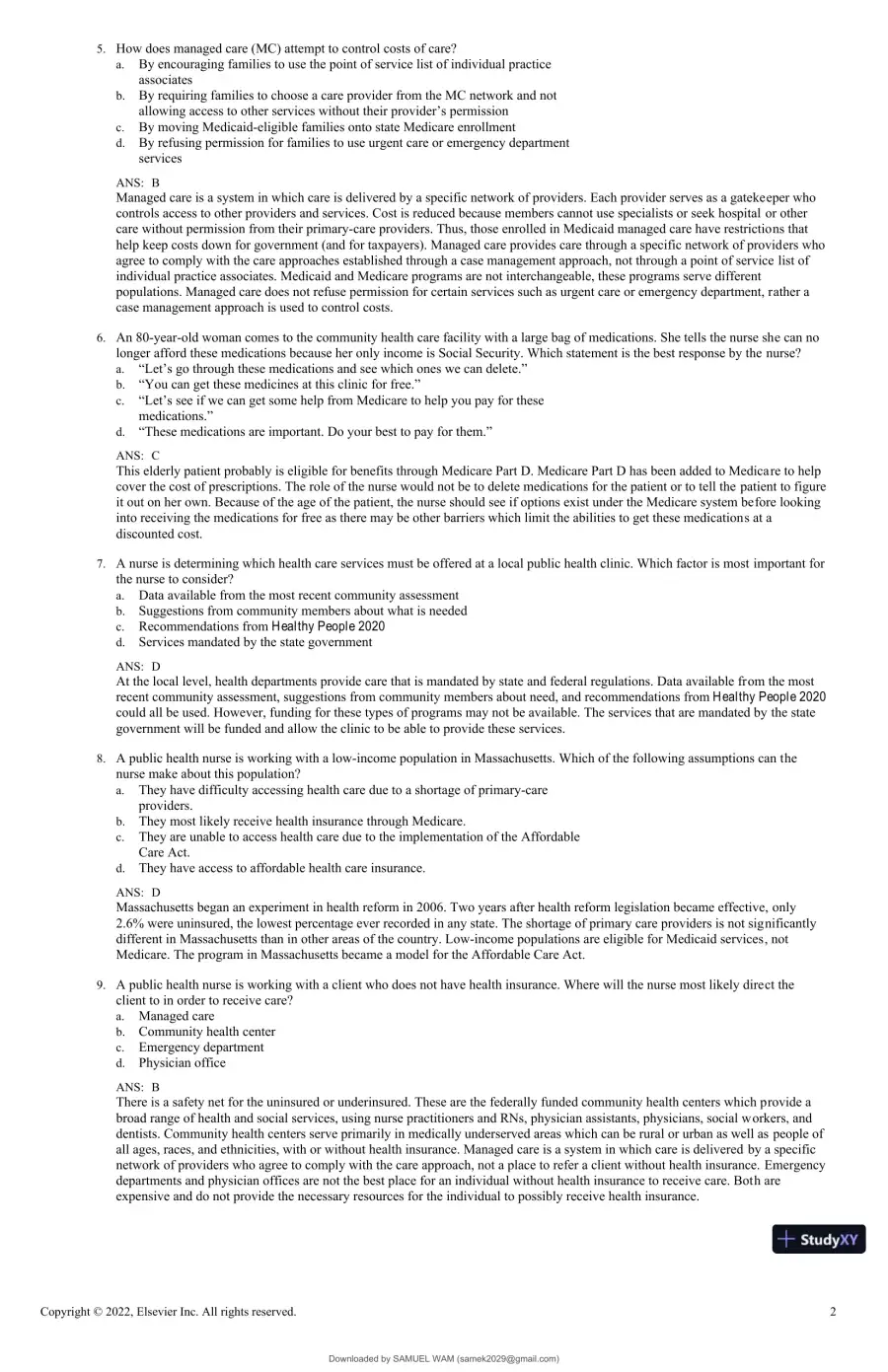 Test Bank for Foundations for Population Health in Community/Public Health Nursing, 6th Edition (Chapters 1-32), page 11