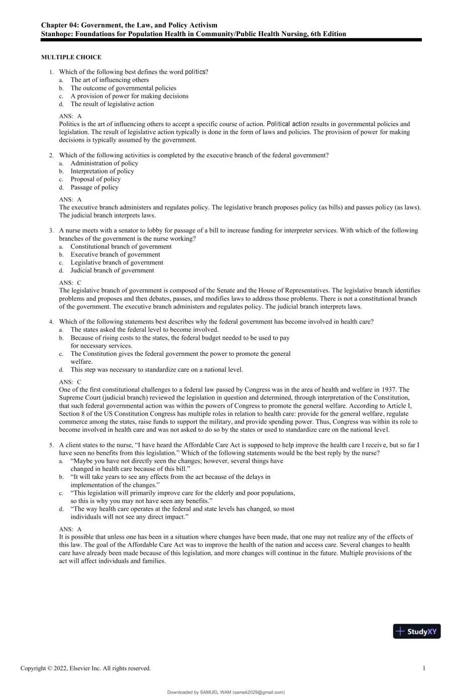 Test Bank for Foundations for Population Health in Community/Public Health Nursing, 6th Edition (Chapters 1-32), page 14