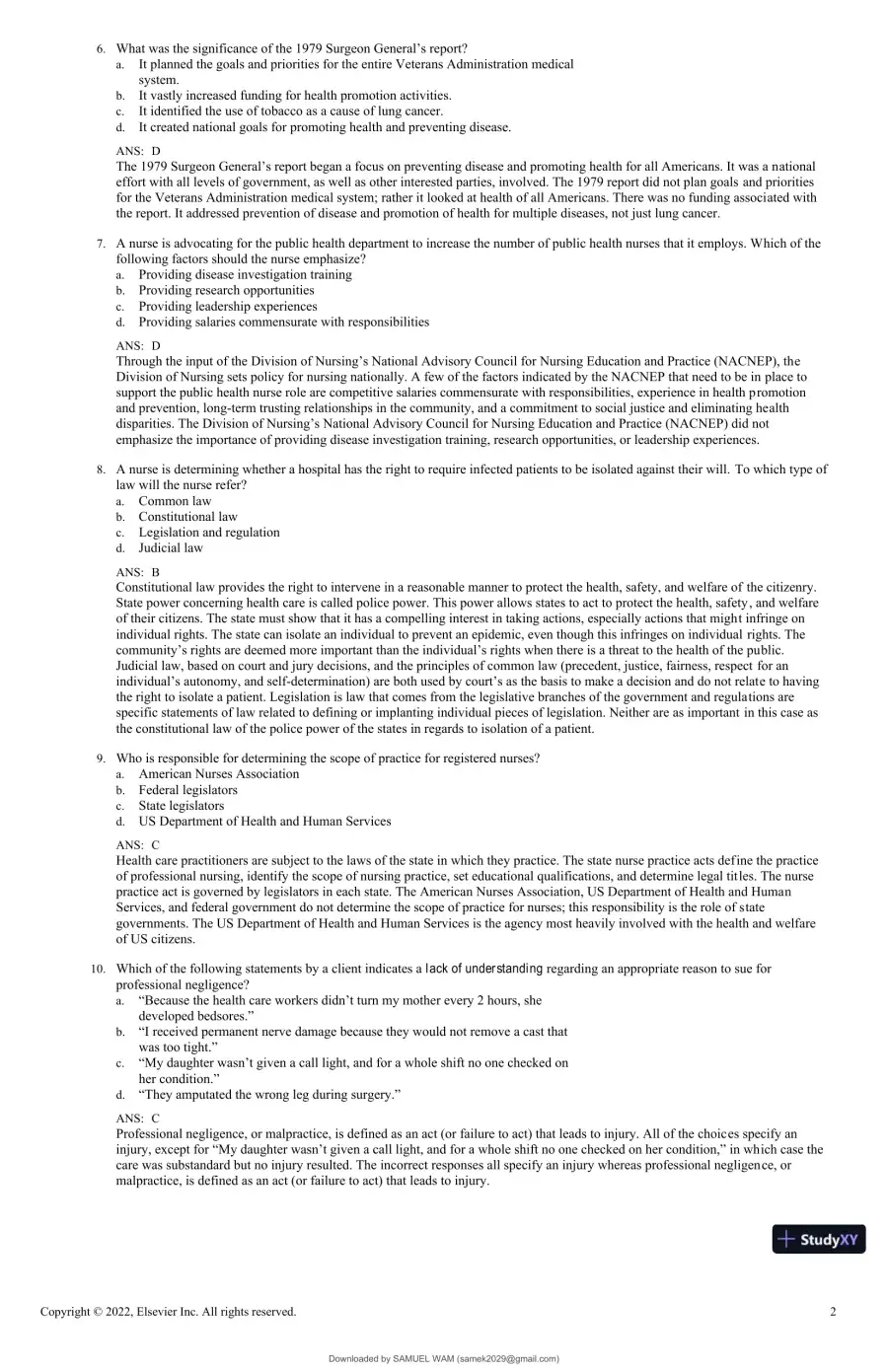 Test Bank for Foundations for Population Health in Community/Public Health Nursing, 6th Edition (Chapters 1-32), page 15