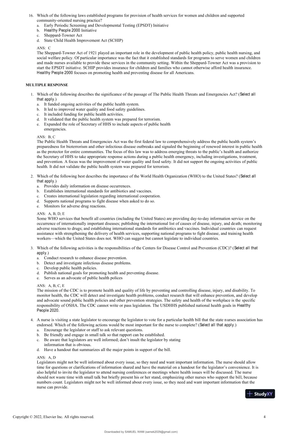 Test Bank for Foundations for Population Health in Community/Public Health Nursing, 6th Edition (Chapters 1-32), page 17