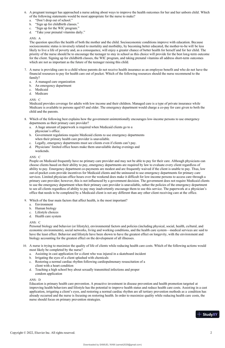 Test Bank for Foundations for Population Health in Community/Public Health Nursing, 6th Edition (Chapters 1-32), page 20