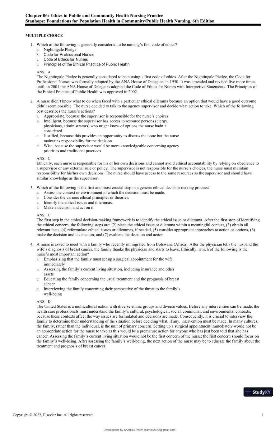 Test Bank for Foundations for Population Health in Community/Public Health Nursing, 6th Edition (Chapters 1-32), page 24