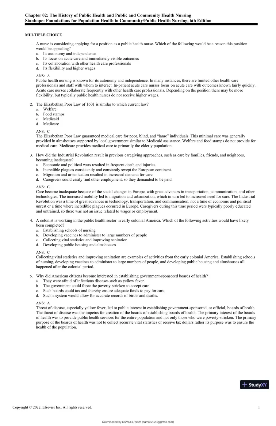 Test Bank for Foundations for Population Health in Community/Public Health Nursing, 6th Edition (Chapters 1-32), page 6