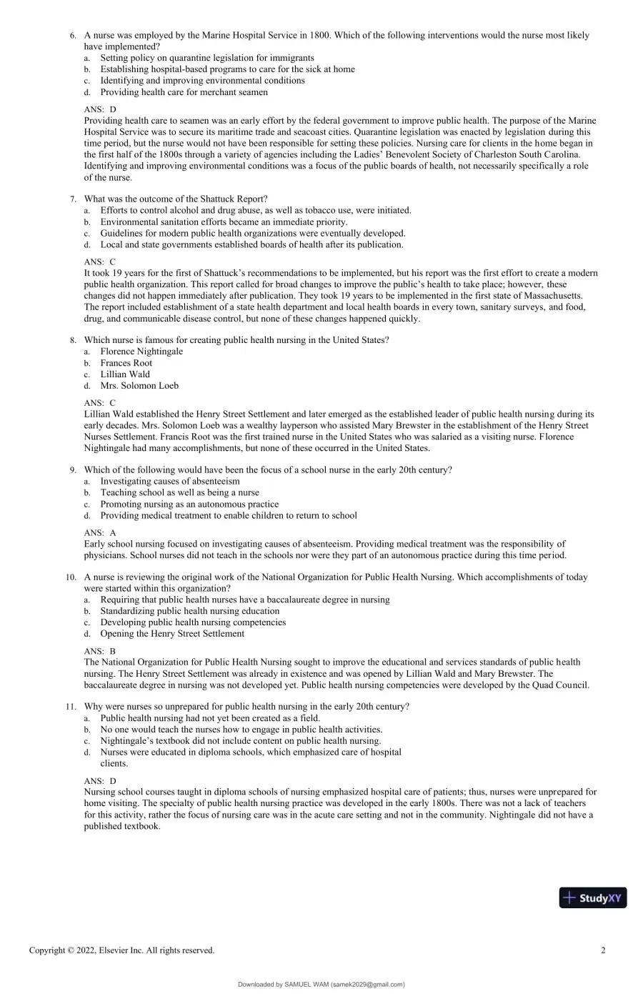 Test Bank for Foundations for Population Health in Community/Public Health Nursing, 6th Edition (Chapters 1-32), page 7