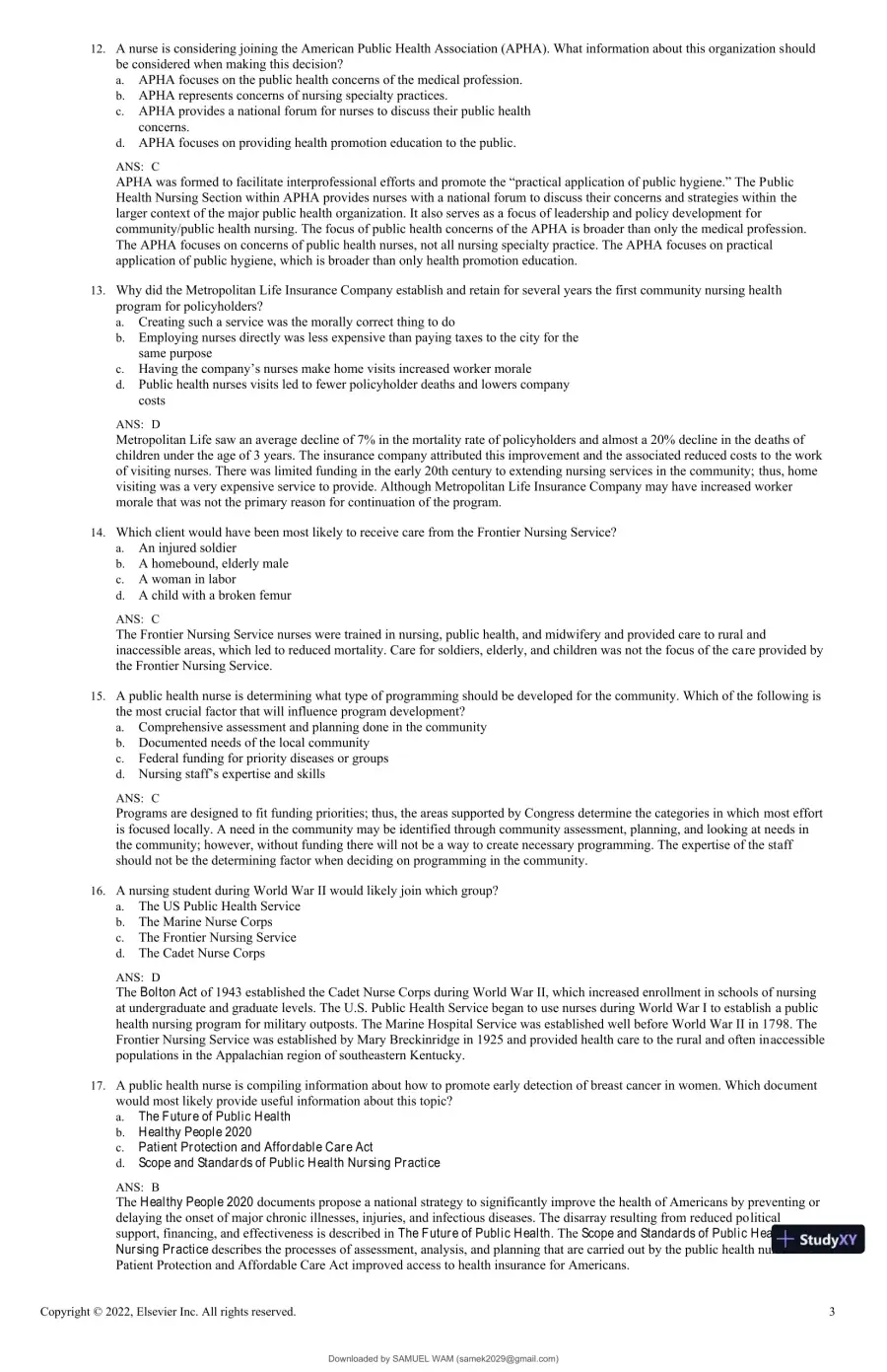 Test Bank for Foundations for Population Health in Community/Public Health Nursing, 6th Edition (Chapters 1-32), page 8