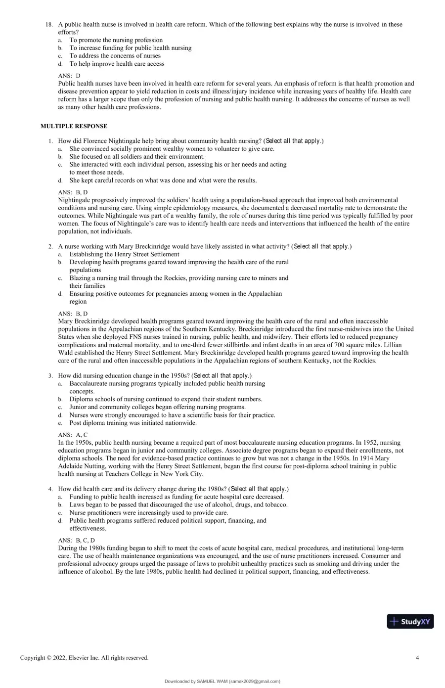 Test Bank for Foundations for Population Health in Community/Public Health Nursing, 6th Edition (Chapters 1-32), page 9