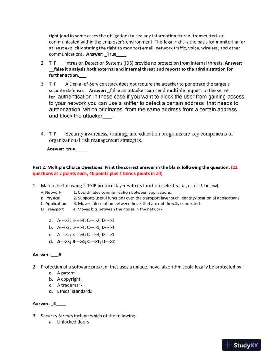 INFA610: Final Exam - Information Security and Intellectual Property, page 3