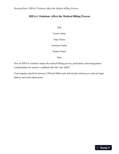 HIPAA Violations Affect the Medical Billing Process - Page 1 preview image