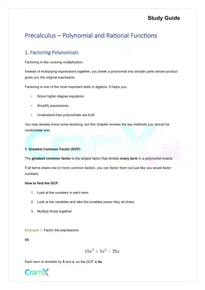 Precalculus - Polynomial and Rational Functions - Page 1 preview image