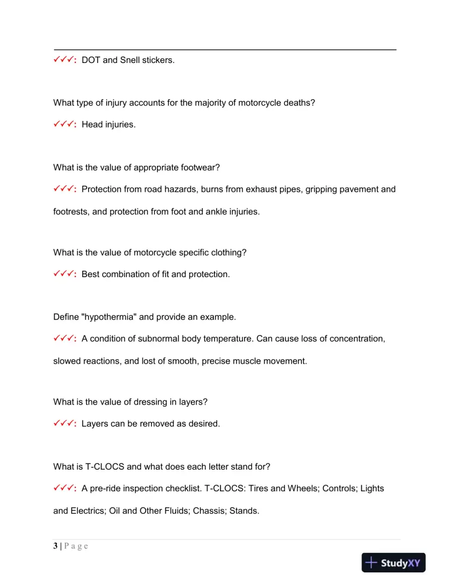 MSF Others Basic Rider Course Exam With Answers (75 Solved Questions), page 4