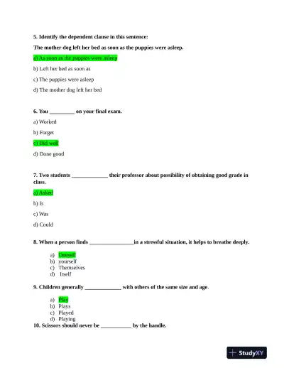 2023 HESI Grammer A2 Exam With Answers (41 Solved Questions) - Page 3 preview image