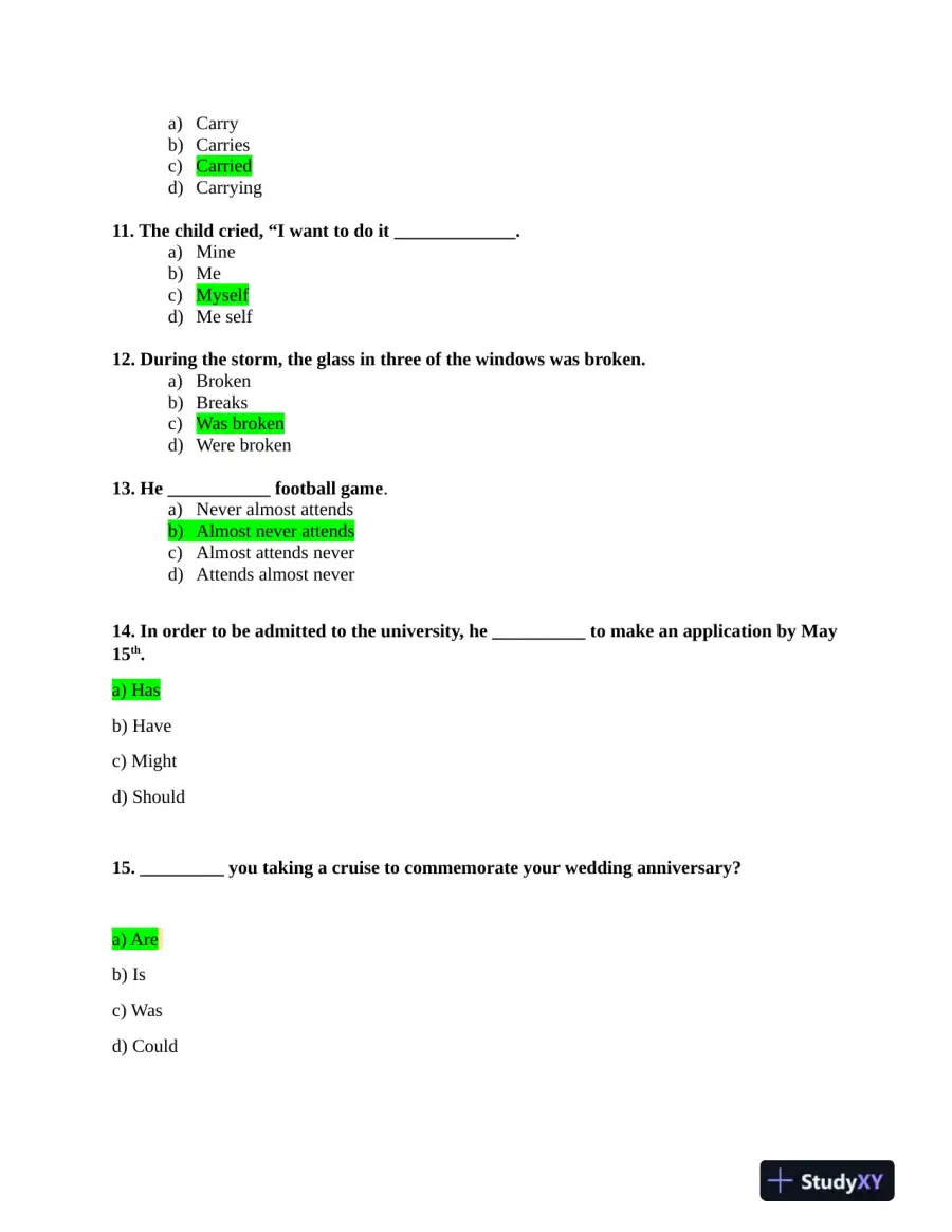 2023 HESI Grammer A2 Exam With Answers (41 Solved Questions), page 4