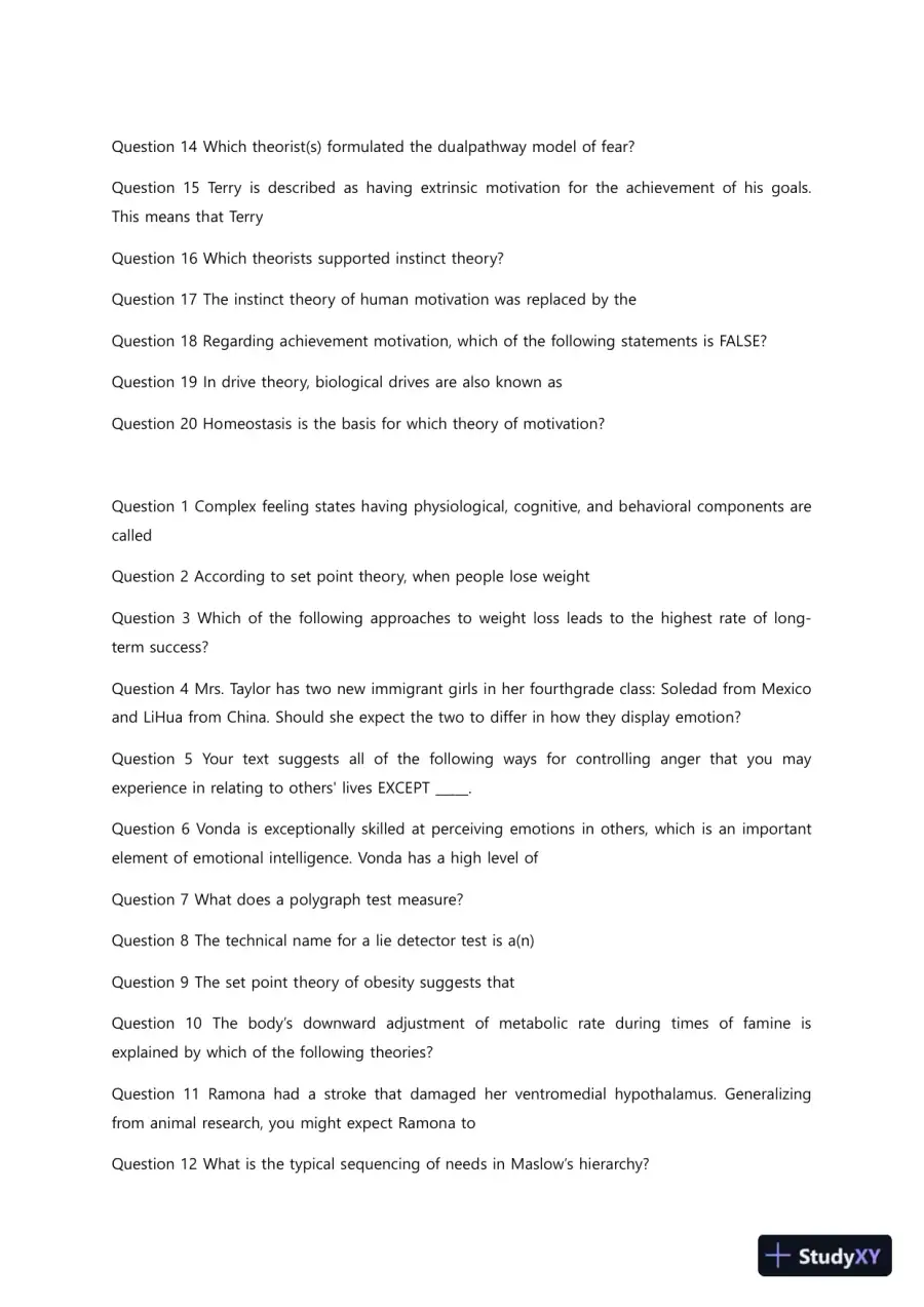Liberty University PSYC 101 Quiz 8 Complete Solutions Correct Answers Key, page 4