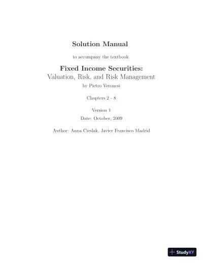 Fixed Income Securities: Valuation, Risk, And Risk Management, 1st Edition Solution Manual - Page 1 preview image