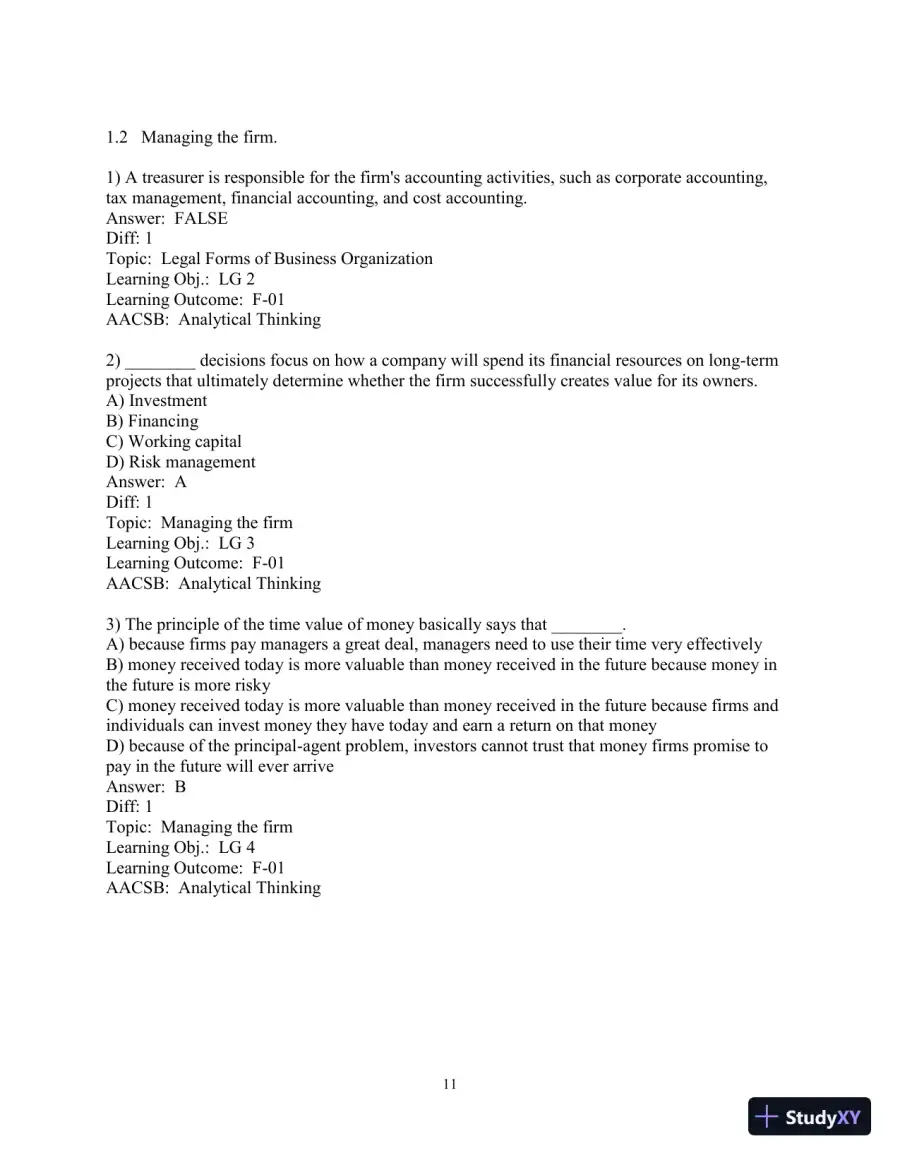 Test Bank for Principles of Managerial Finance, 8th Edition, page 13