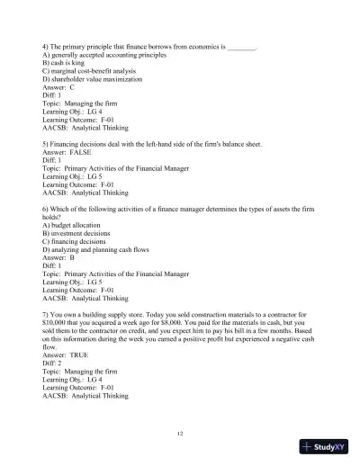 Test Bank for Principles of Managerial Finance, 8th Edition - Page 14 preview image