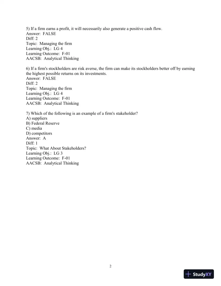 Test Bank for Principles of Managerial Finance, 8th Edition, page 4