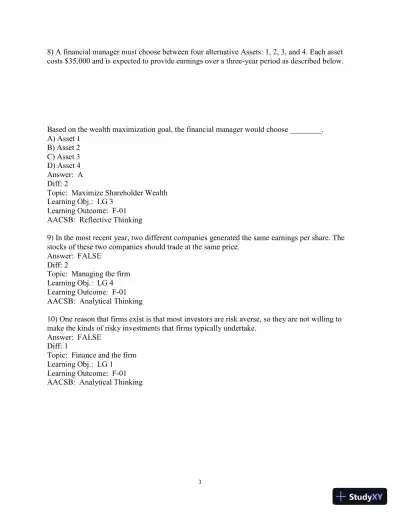 Test Bank for Principles of Managerial Finance, 8th Edition - Page 5 preview image