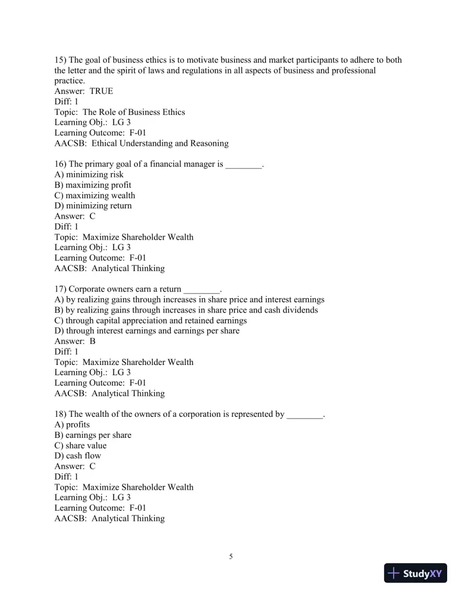 Test Bank for Principles of Managerial Finance, 8th Edition, page 7