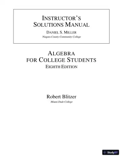 Solution Manual for Algebra for College Students, 8th Edition - Page 1 preview image